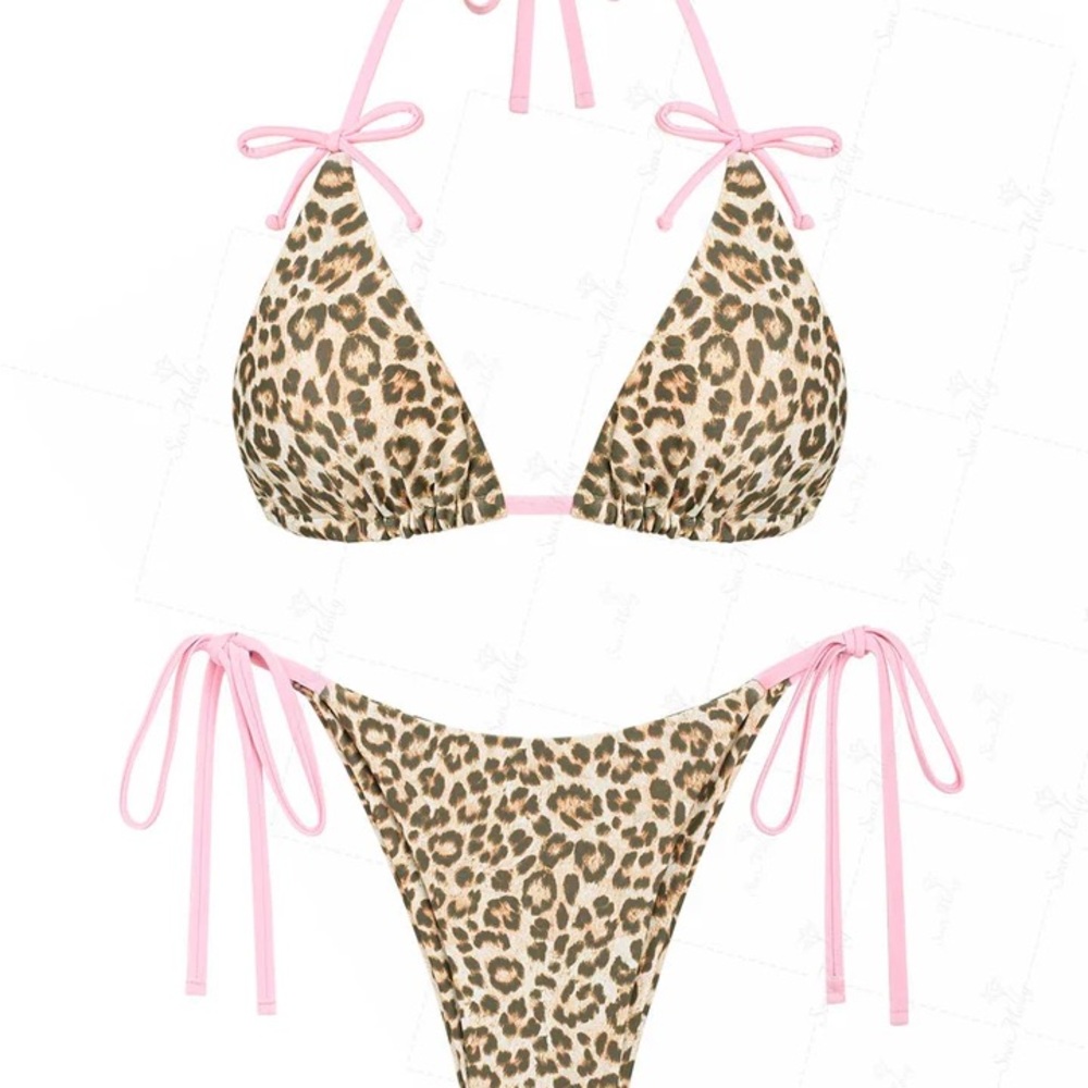 Leopard Print Bikini with Pink Accents